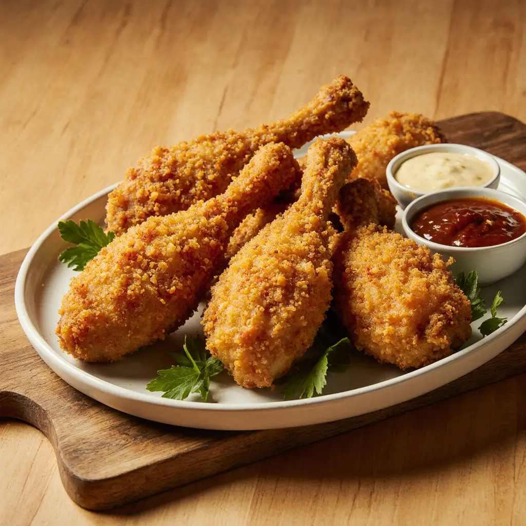 a_plate_of_crispy_fried_chicken_drumsticks_golden_brown_with_a_flaky_crunchy_crust_served_with_dipp_vnqs83pr19nljznek06f_3